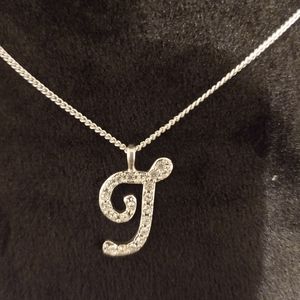 Silver letter J necklace 18 in